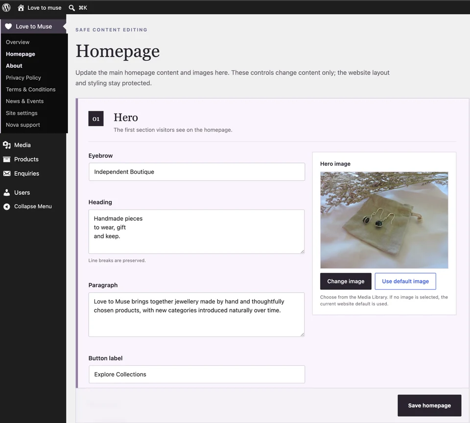 Love to Muse CMS experience
